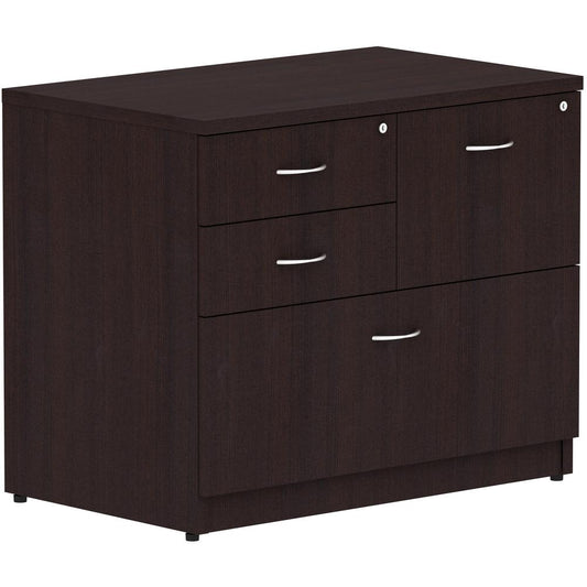 Lorell 2-Box/1-File Espresso 4-drawer Lateral File - 35.5" x 22"29.5" Lateral File, 1" Side Panel - 4 x File, Box Drawer(s) - Finish: Espresso Laminate