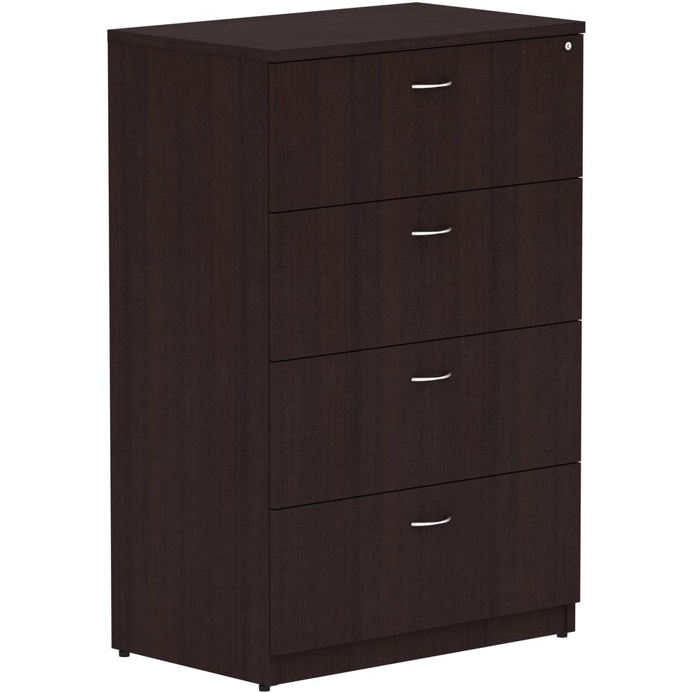 Lorell Essentials Espresso 4-drawer Lateral File - 35.5" x 22"54.8" Lateral File, 1" Top - 4 x File Drawer(s) - Finish: Espresso Laminate