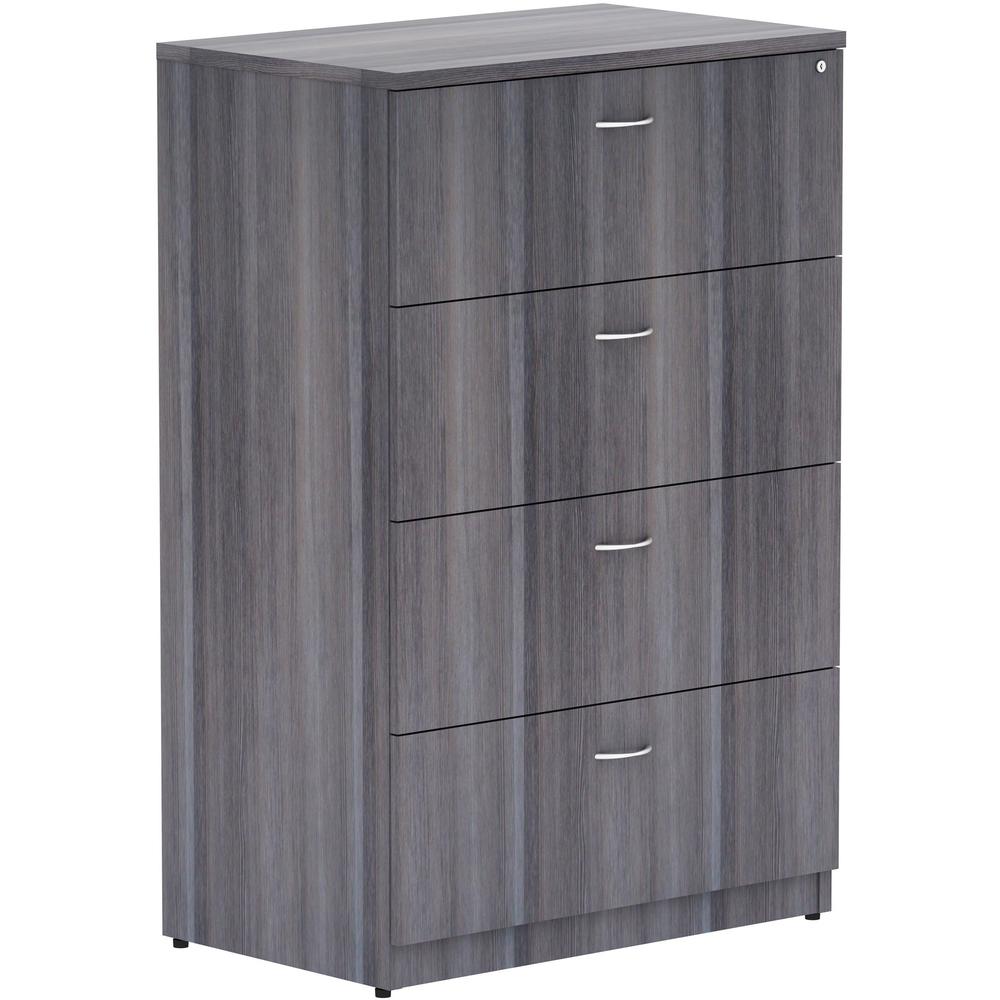 Lorell Weathered Charcoal 4-drawer Lateral File - 35.5" x 22"54.8" Lateral File, 1" Top - 4 x File Drawer(s) - Finish: Weathered Charcoal Laminate