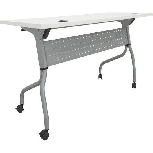 Lorell White Laminate Flip Top Training Table - For - Table TopWhite Rectangle Top - Silver Folding Base - 4 Legs - 23.60" Table Top Length x 48" Table Top Width - 29.50" Height - Assembly Required -