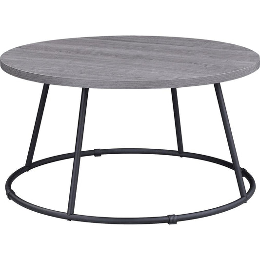 Lorell Round Coffee Table - For - Table TopRound Top - Powder Coated Four Leg Base - 4 Legs x 1" Table Top Thickness x 31.50" Table Top Diameter - 16.75" Height - Assembly Required - Weathered Charcoa