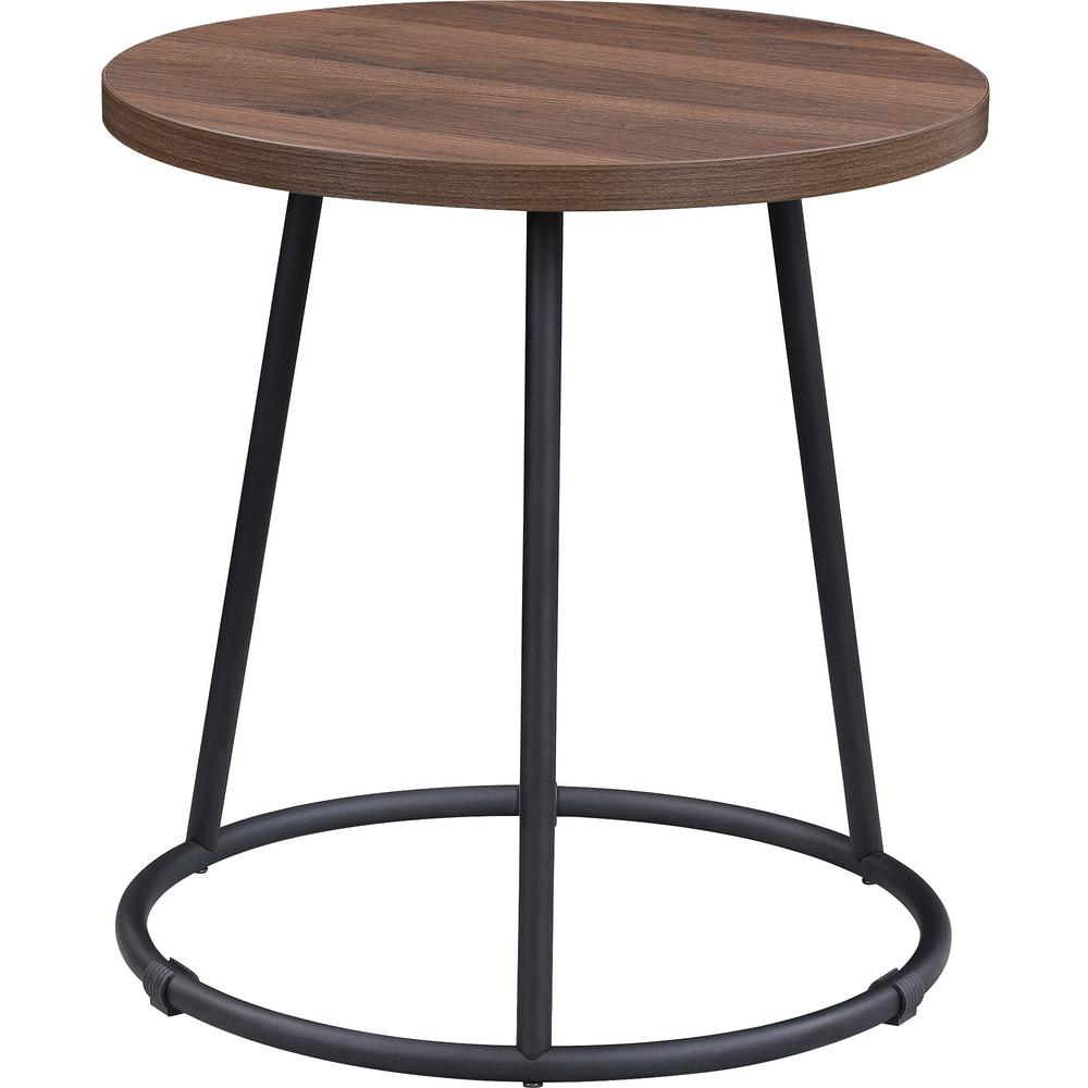 Lorell Round Side Table - For - Table TopRound Top - Powder Coated Four Leg Base - 4 Legs x 1" Table Top Thickness x 19" Table Top Diameter - 19.75" Height - Assembly Required - Walnut - 1 Each