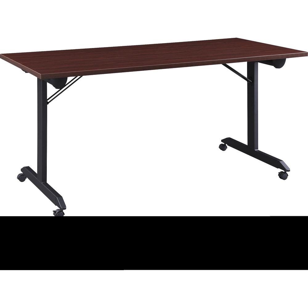 Lorell Mobile Folding Training Table - For - Table TopRectangle Top - Powder Coated Base x 63" Table Top Width - 29.50" Height x 63" Width x 29.50" Depth - Assembly Required - Brown - 1 Each