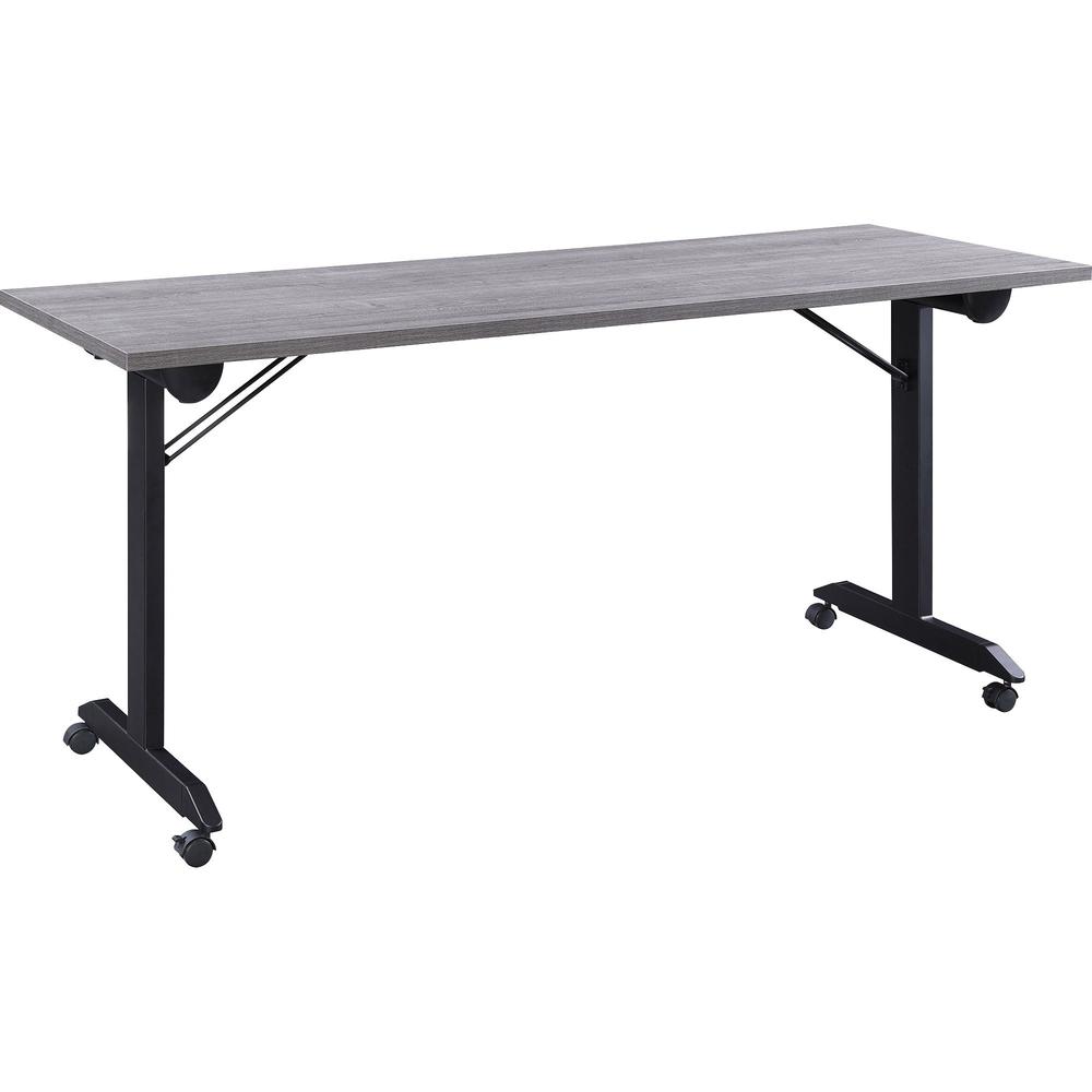 Lorell Mobile Folding Training Table - For - Table TopRectangle Top - Powder Coated Base x 63" Table Top Width - 29.50" Height x 63" Width x 24" Depth - Assembly Required - Weathered Charcoal - 1 Each