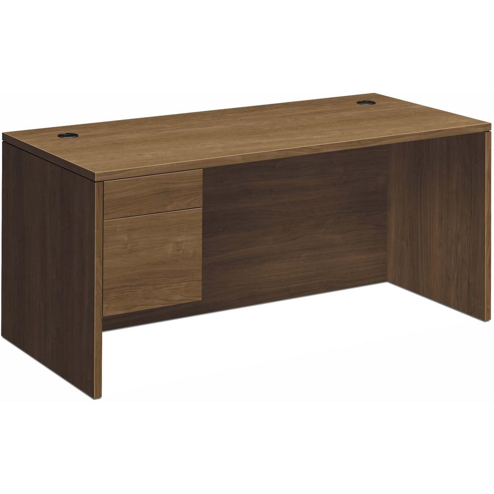 HON H10584L Pedestal Desk - 66" x 30"29.5" - 2 x File, Box Drawer(s)Left Side - Flat Edge - Finish: Pinnacle, Laminate