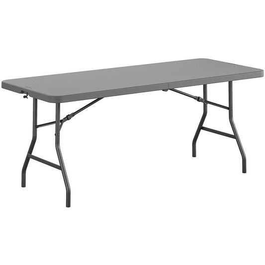 Dorel Zown Commercial Fold-in-Half Blow Mold Table - For - Table TopRectangle Top - Four Leg Base - 4 Legs x 72" Table Top Width x 30" Table Top Depth - 29.25" Height - Gray - High-density Polyethylen