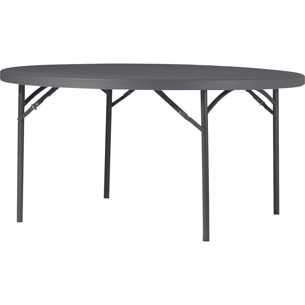 Dorel Zown Commercial Round Blow Mold Fold Table - For - Table TopRound Top - 4 Legs x 60" Table Top Diameter - 29.20" Height - Gray - High-density Polyethylene (HDPE), Resin - 1 Each