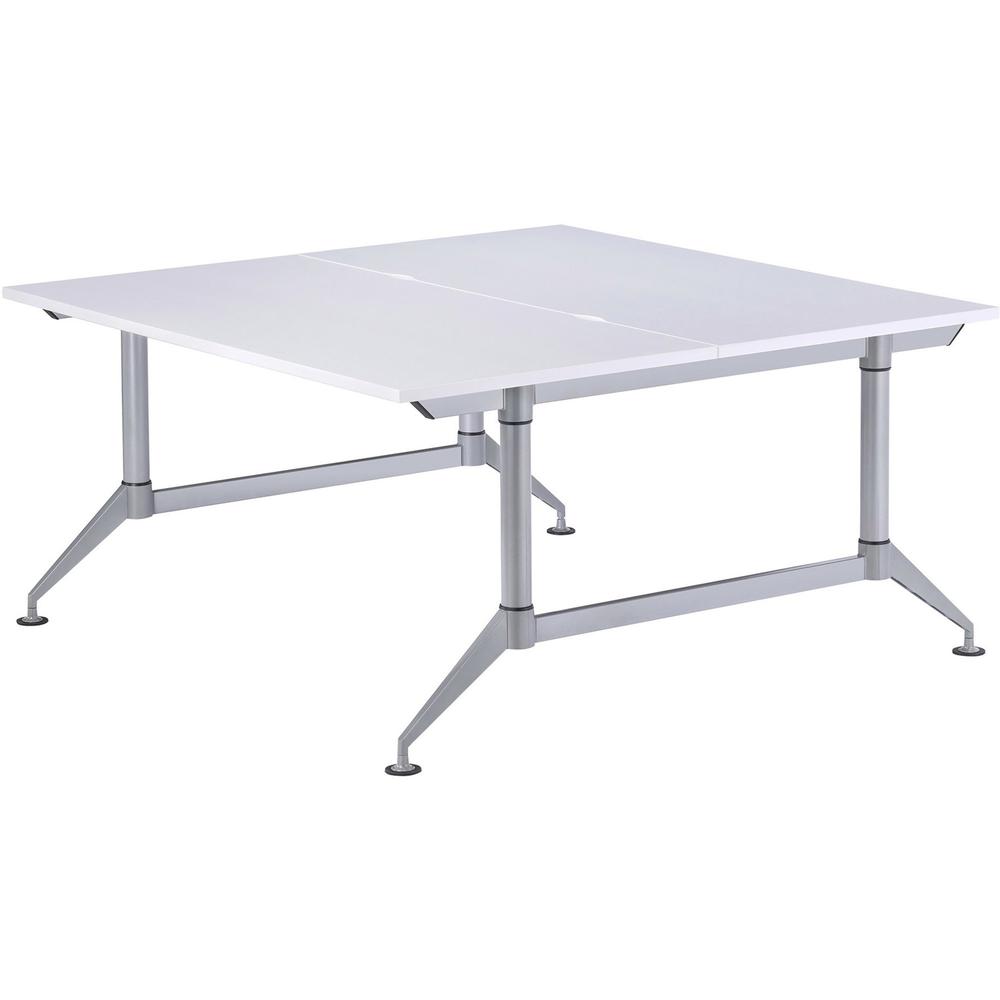 Safco EVEN Dual-Sided Workstation - For - Table TopDesigner White Square Top - Powder Coated Silver Base - 4 Legs - 48" Table Top Length x 48" Table Top Width x 1" Table Top Thickness - 29" Height - A