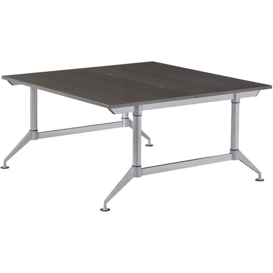 Safco EVEN Dual-Sided Workstation - For - Table TopTextured Drift Wood Square Top - Powder Coated Silver Base - 4 Legs - 48" Table Top Length x 48" Table Top Width x 1" Table Top Thickness - 29" Heigh