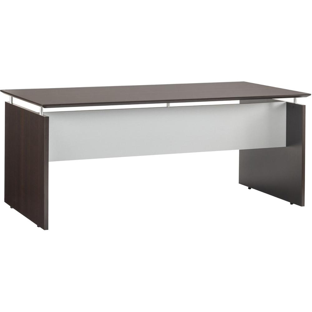 Safco Medina Mocha Laminate Office Unit - 63" x 36"29.5" , 0" Table Top - Beveled Edge - Material: Medium Density Fiberboard (MDF), Laminate - Finish: Mocha, Silver