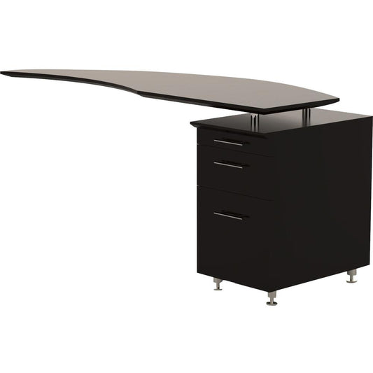 Safco Medina Mocha Laminate Office Unit - 1" Work Surface, 14.8"9.1" Drawer, 63" x 24"29.5" Return, 0" Table Top - 3 x Storage, Box, File Drawer(s) - Single Pedestal on Right Side - Beveled Edge - Mat