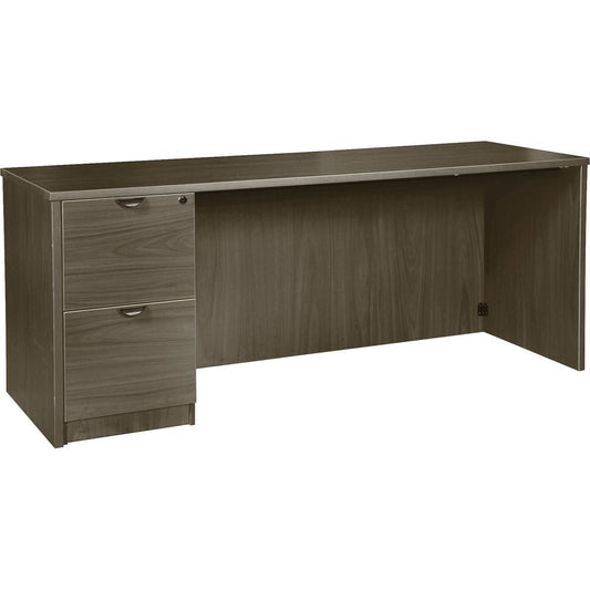 Lorell Prominence 2.0 Gray Elm Laminate Desk Unit - 66" x 24"29" , 1" Top, 0.1" Edge - 2 x File Drawer(s) - Single Pedestal on Left Side - Band Edge - Material: Particleboard - Finish: Thermofused Mel