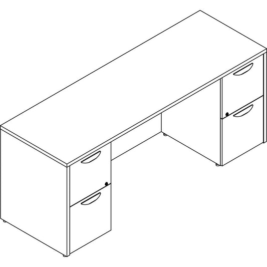 Lorell Prominence 2.0 Gray Elm Laminate Desk Unit - 72" x 24"29" , 1" Top, 0.1" Edge - 2 x File Drawer(s) - Double Pedestal on Left/Right Side - Band Edge - Material: Particleboard - Finish: Thermofus