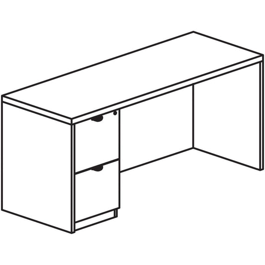 Lorell Prominence 2.0 Gray Elm Laminate Desk Unit - 72" x 24"29" , 1" Top, 0.1" Edge - 2 x File Drawer(s) - Single Pedestal on Left Side - Band Edge - Material: Particleboard - Finish: Thermofused Mel