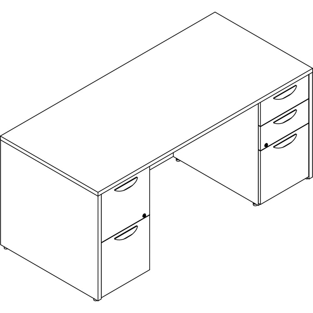 Lorell Prominence 2.0 Gray Elm Laminate Desk Unit - 66" x 30"29" , 1" Top, 0.1" Edge - 5 x File, Box Drawer(s) - Double Pedestal on Left/Right Side - Band Edge - Material: Particleboard - Finish: Ther