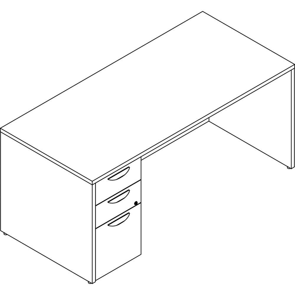 Lorell Prominence 2.0 Gray Elm Laminate Desk Unit - 66" x 30"29" , 1" Top, 0.1" Edge - 3 x File, Box Drawer(s) - Single Pedestal on Left Side - Band Edge - Material: Particleboard - Finish: Thermofuse