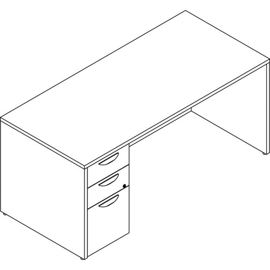 Lorell Prominence 2.0 Gray Elm Laminate Desk Unit - 66" x 30"29" , 1" Top, 0.1" Edge - 3 x File, Box Drawer(s) - Single Pedestal on Left Side - Band Edge - Material: Particleboard - Finish: Thermofuse