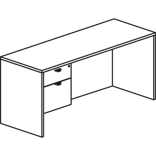 Lorell Prominence 2.0 Gray Elm Laminate Desk Unit - 66" x 30"29" , 1" Top, 0.1" Edge - 2 x File, Box Drawer(s) - Single Pedestal on Left Side - Band Edge - Material: Particleboard - Finish: Gray Elm,