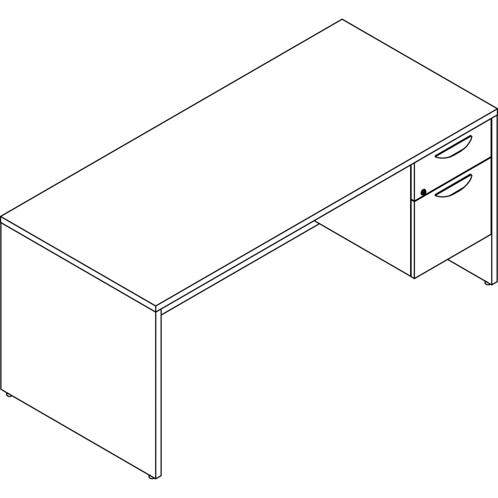 Lorell Prominence 2.0 Gray Elm Laminate Desk Unit - 66" x 30"29" , 1" Top, 0.1" Edge - 2 x File, Box Drawer(s) - Single Pedestal on Right Side - Band Edge - Material: Particleboard - Finish: Gray Elm,