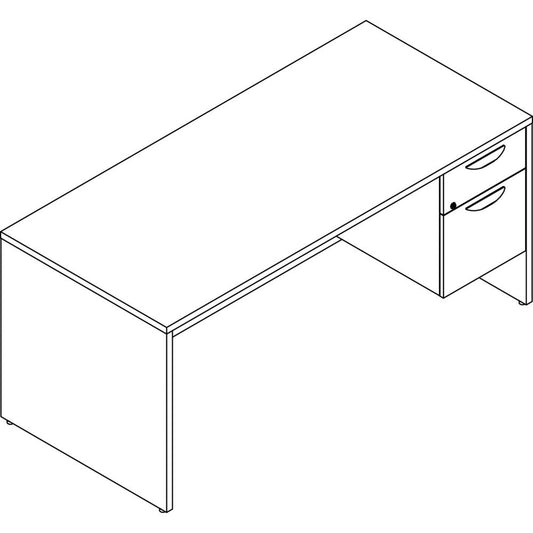 Lorell Prominence 2.0 Gray Elm Laminate Desk Unit - 66" x 30"29" , 1" Top, 0.1" Edge - 2 x File, Box Drawer(s) - Single Pedestal on Right Side - Band Edge - Material: Particleboard - Finish: Gray Elm,