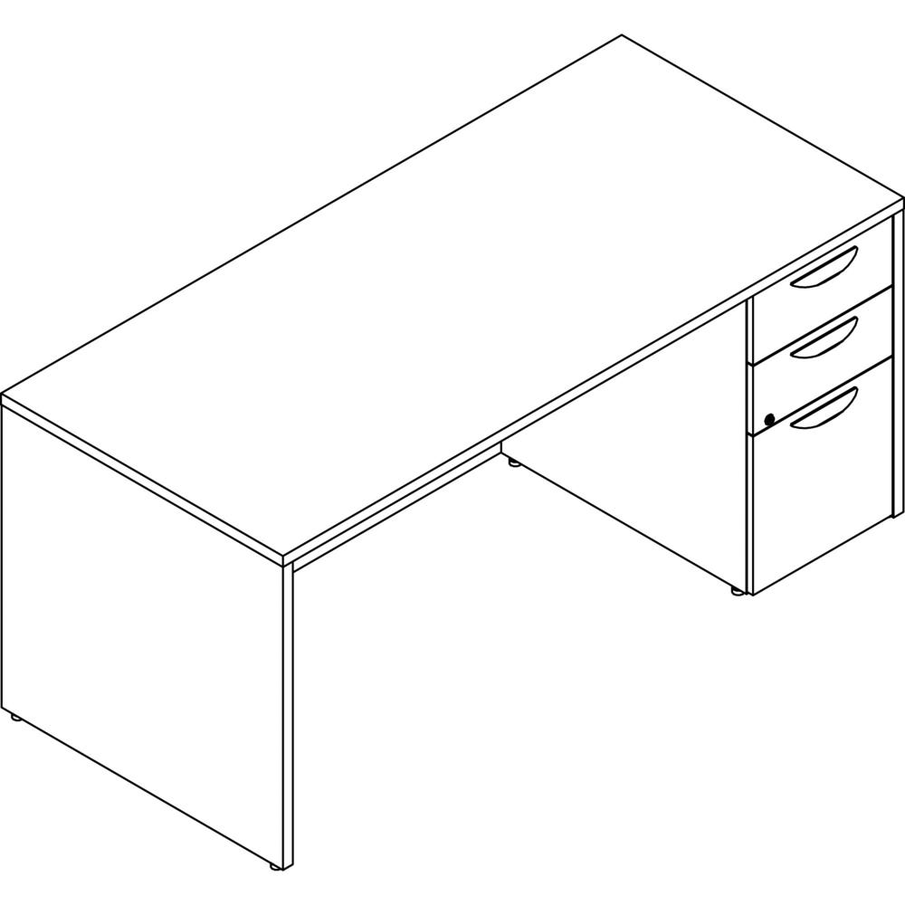 Lorell Prominence 2.0 Gray Elm Laminate Desk Unit - 66" x 30"29" , 1" Top, 0.1" Edge - 3 x File, Box Drawer(s) - Single Pedestal on Right Side - Band Edge - Material: Particleboard - Finish: Thermofus