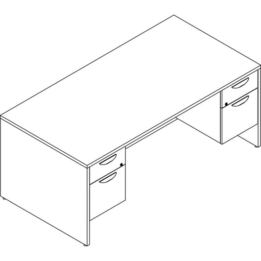 Lorell Prominence 2.0 Gray Elm Laminate Desk Unit - 72" x 36"29" , 1" Top, 0.1" Edge - 5 x File, Box Drawer(s) - Double Pedestal on Left/Right Side - Band Edge - Material: Particleboard - Finish: Ther