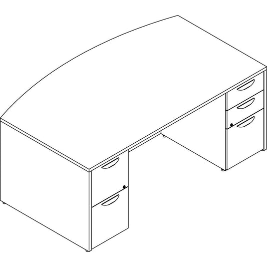 Lorell Prominence 2.0 Gray Elm Laminate Desk Unit - 72" x 42"29" , 1" Top, 0.1" Edge - 5 x File, Box Drawer(s) - Double Pedestal on Left/Right Side - Band Edge - Material: Particleboard - Finish: Gray