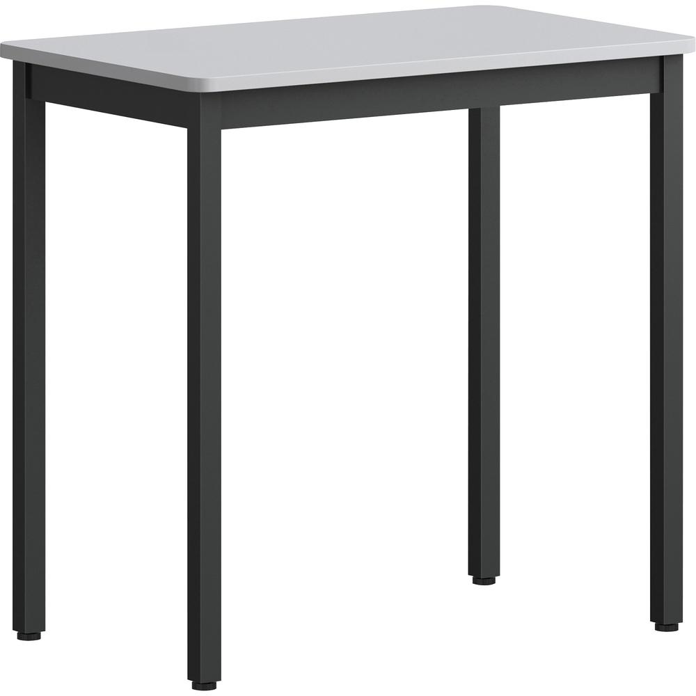 Lorell Utility Table - For - Table TopGray Rectangle, Laminated Top - Powder Coated Black Base x 30" Table Top Width x 18.13" Table Top Depth - 30" Height - Assembly Required - Melamine Top Material -