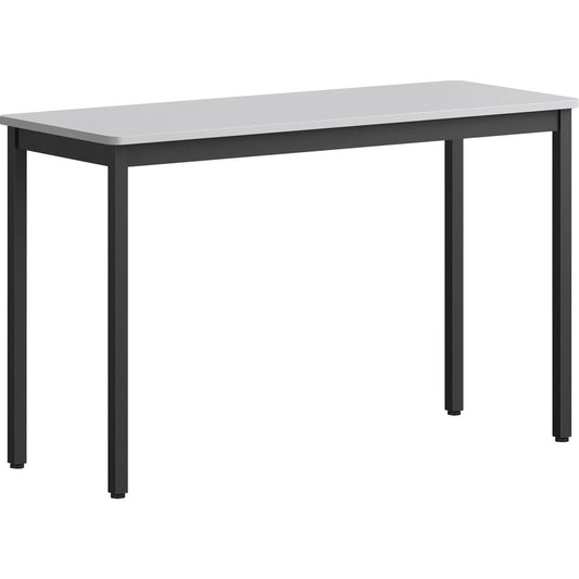 Lorell Utility Table - For - Table TopGray Rectangle, Laminated Top - Powder Coated Black Base x 47.25" Table Top Width x 18.13" Table Top Depth - 30" Height - Assembly Required - Melamine Top Materia