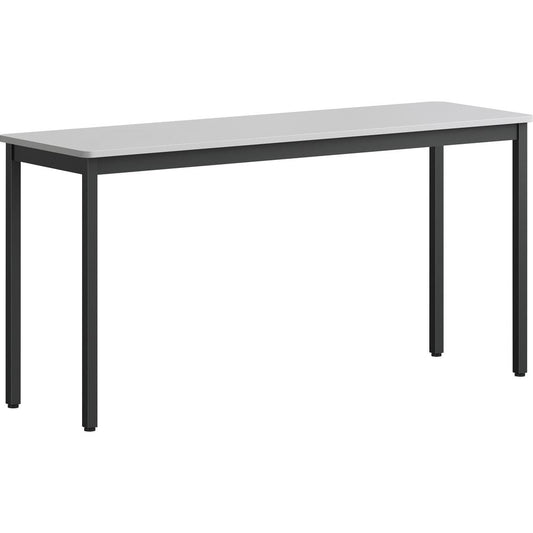 Lorell Utility Table - For - Table TopGray Rectangle, Laminated Top - Powder Coated Black Base x 59.88" Table Top Width x 18.13" Table Top Depth - 30" Height - Assembly Required - Melamine Top Materia