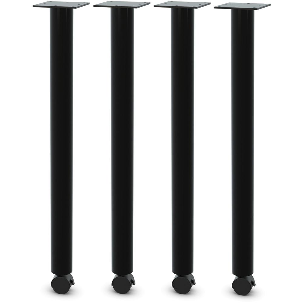 Lorell Relevance Tabletop Post Legs - 1" x 2"27.8" , 2" Caster - Material: Steel - Finish: Black