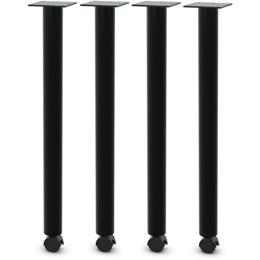 Lorell Relevance Tabletop Post Legs - 1" x 2"27.8" , 2" Caster - Material: Steel - Finish: Black