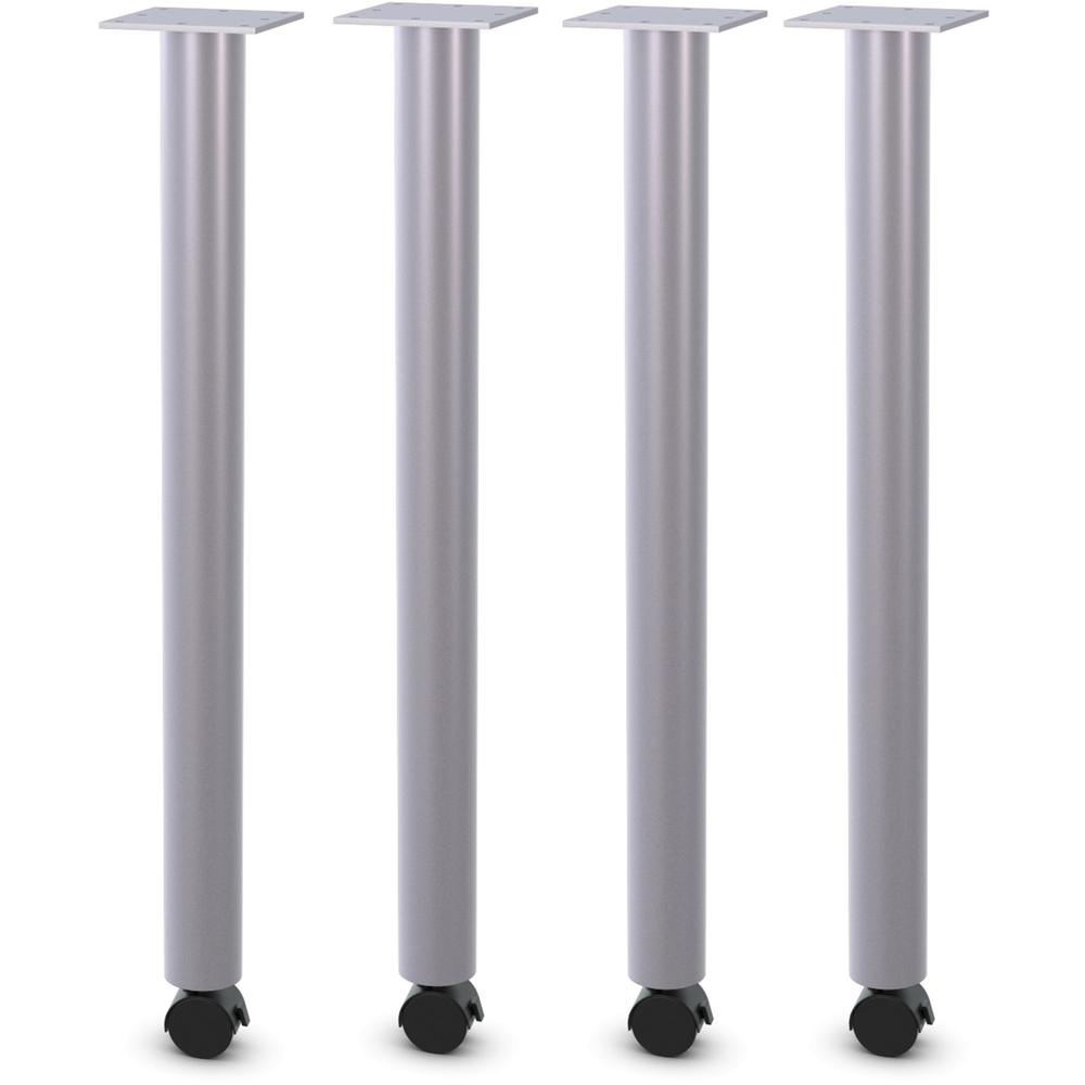 Lorell Relevance Tabletop Post Legs - 1" x 2"27.8" , 2" Caster - Material: Steel - Finish: Gray