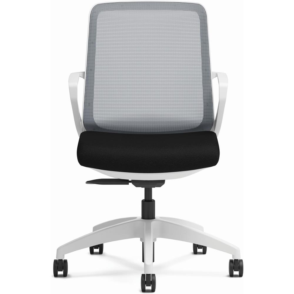 HON Cliq Chair - Black Fabric Seat - Fog Mesh Back - Designer White Frame - 5-star Base - 1 Each