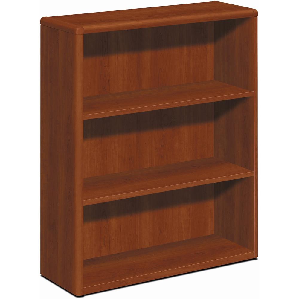 HON 10700 Bookcase - 36" x 13.1" x 43.4" - 3 Shelve(s) - Waterfall Edge - Material: Laminate - Finish: Cognac