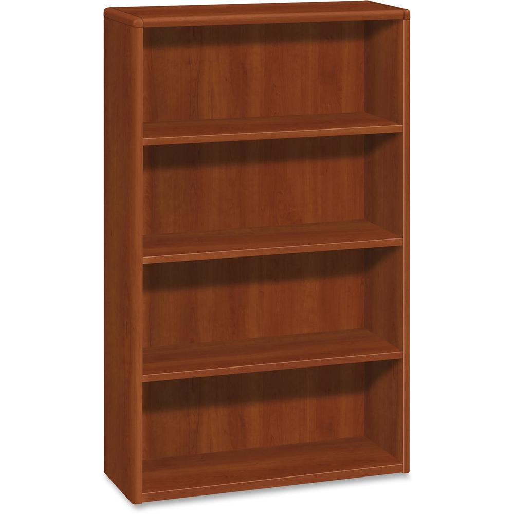 HON 10700 Bookcase - 36" x 13.1" x 57.1" - 4 Shelve(s) - Waterfall Edge - Material: Laminate - Finish: Cognac