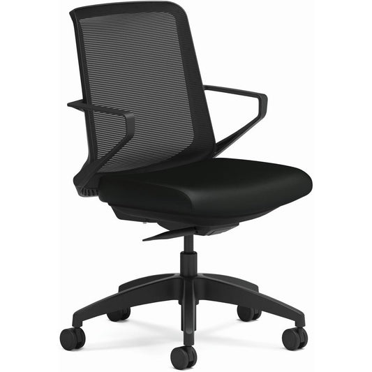 HON Cliq Chair - Black Fabric Seat - Black Mesh Back - Black Frame - Black - Armrest