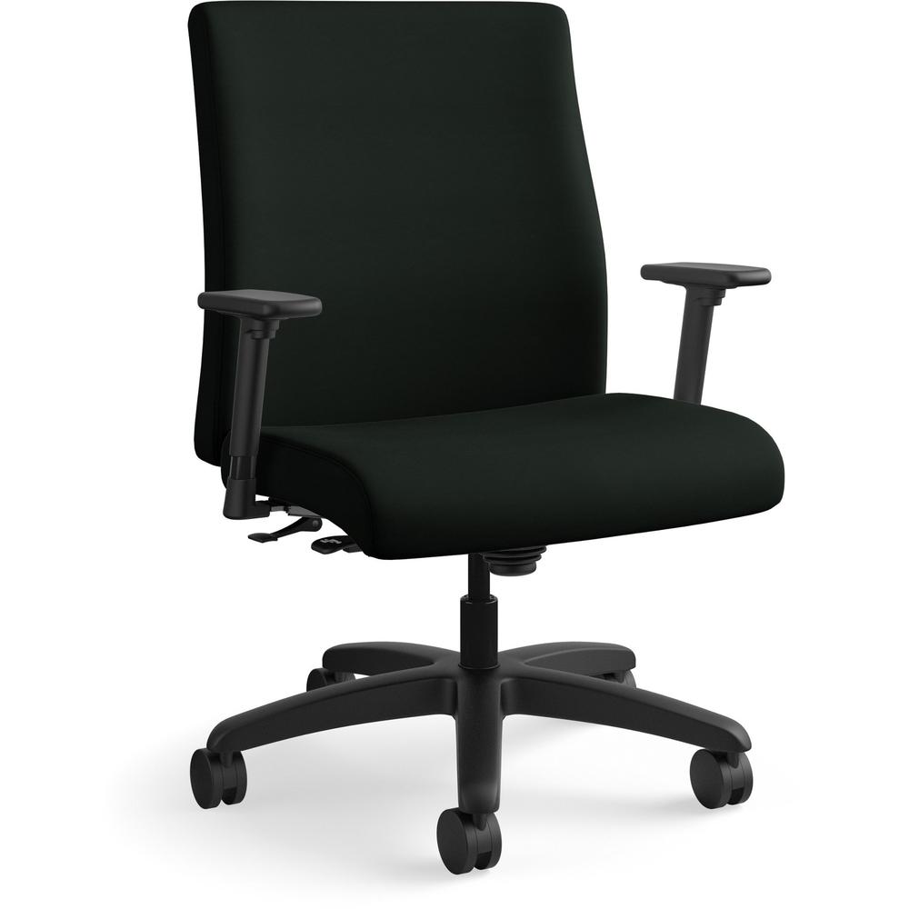 HON Ignition Chair - Black Vinyl Seat - Black Fabric Back - Black Frame - Mid Back - Black