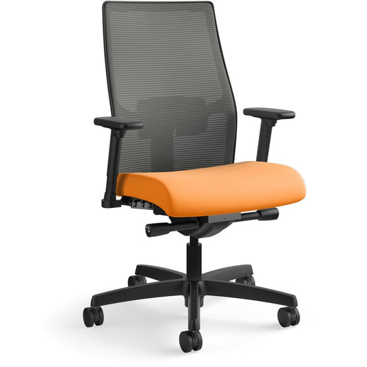 HON Ignition 2.0 Chair - Apricot Fabric Seat - Charcoal Mesh Back - Black Frame - Mid Back - Apricot