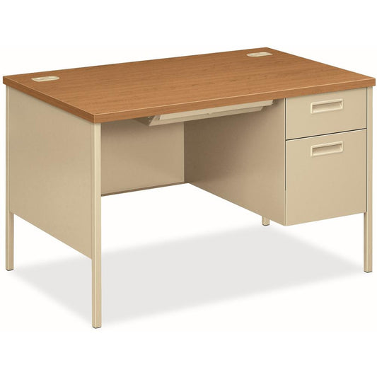 HON Metro Classic HP3251R Pedestal Desk - 48" x 30"29.5" - 2 x Box, File Drawer(s)Right Side - Square Edge - Finish: Harvest, Putty