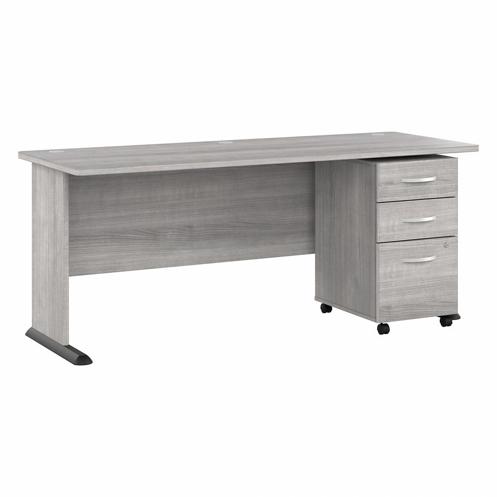 Bush Business Furniture Studio A 72W Computer Desk with 3-Drawer Mobile File Cabinet - 26.8" x 71.5"29.7" - 3 x File, Box Drawer(s) - Finish: Thermoplastic Laminate, Platinum Gray