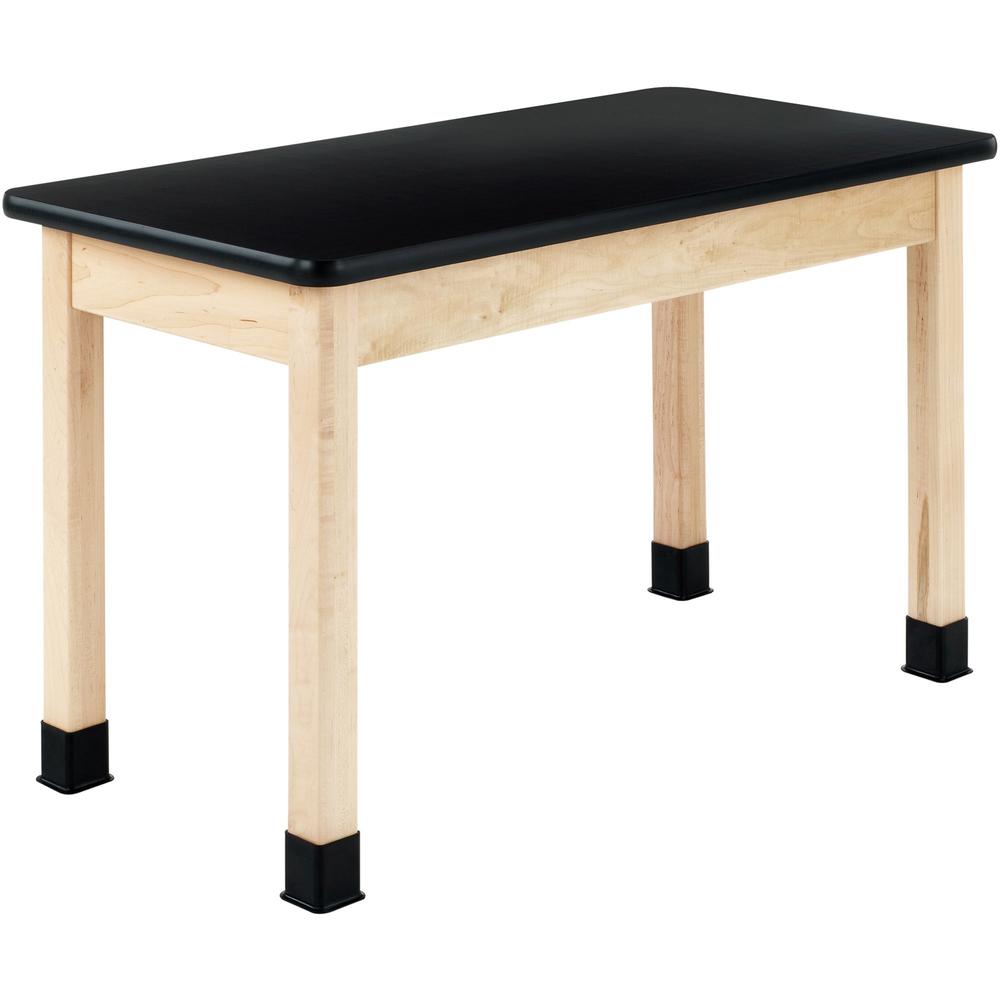 Diversified Spaces PerpetuLab Wooden Leg Science Table with Plain Apron - For - Table TopHigh Pressure Laminate (HPL) Rectangle, Black Top - Square Leg Base - 4 Legs x 48" Table Top Width x 24" Table