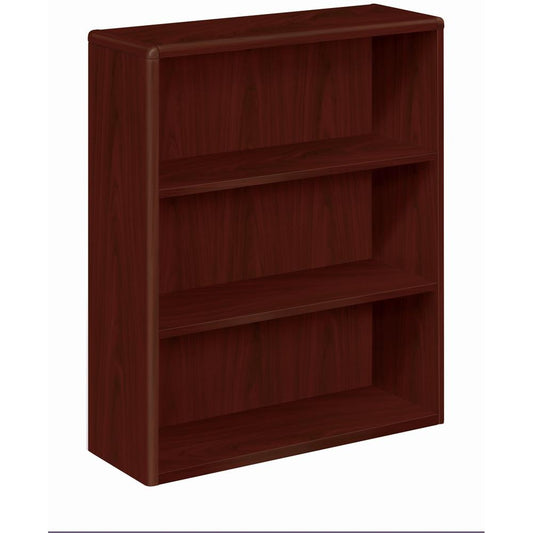 HON 10700 H10753 Bookcase - 36" x 13.1"43.4" - 3 Shelve(s) - Waterfall Edge - Finish: Mahogany