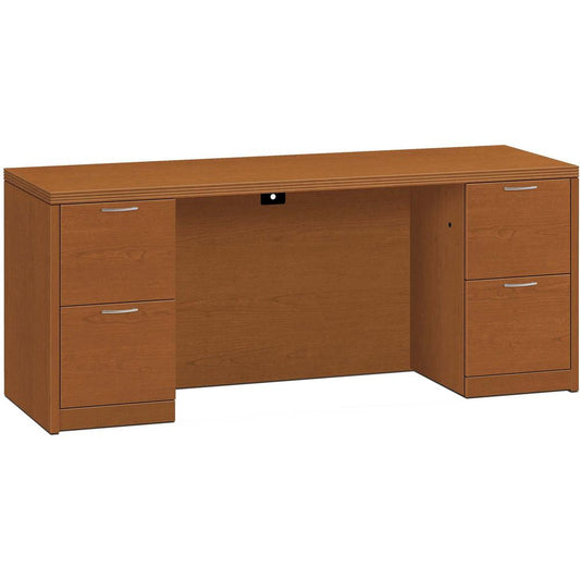 HON Valido H115900 Pedestal Credenza - 72" x 24" x 29.5" - 4 x File Drawer(s) - Double Pedestal - Ribbon Edge - Finish: Bourbon Cherry