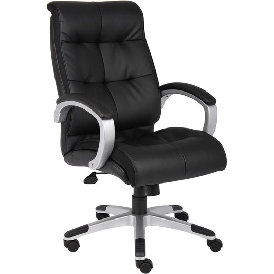 Lorell Executive Chair - Black Leather Seat - 5-star Base - Black - 1 Each