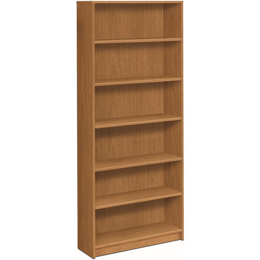 HON 1870 Series Bookcase | 6 Shelves | 36"W | Harvest Finish - 6 Shelf(ves) - 84" Height x 36" Width x 11.5" DepthFloor - Durable, Sturdy, Square Corner, Abrasion Resistant, Adjustable, Stain Resistan