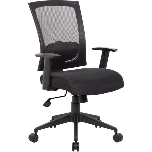 Boss B6706 Task Chair - Black Mesh Seat - Black Back - Black Nylon Frame - 5-star Base - 1 Each