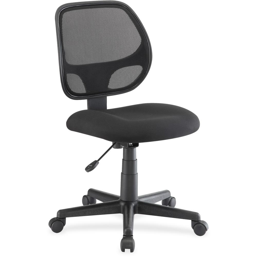 Lorell Multi-task Chair - Black Fabric Seat - Black Mesh Back - 5-star Base - Black - 1 Each