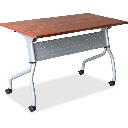 Lorell Cherry Flip Top Training Table - For - Table TopRectangle Top - Four Leg Base - 4 Legs x 23.60" Table Top Width x 60" Table Top Depth - 29.50" Height x 59" Width x 23.63" Depth - Cherry - Nylon