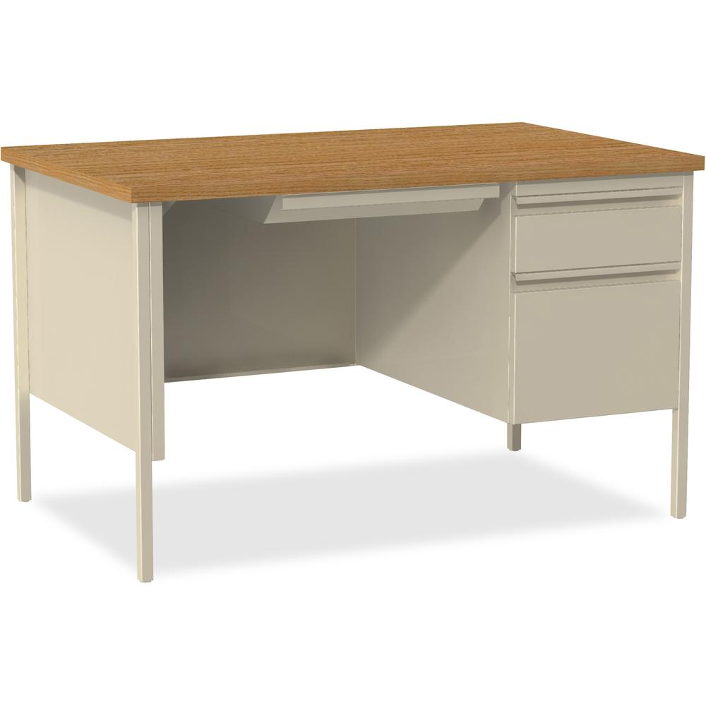 Lorell Fortress Series 48" Right Single-Pedestal Desk - For - Table TopOak Laminate Rectangle Top - 30" Table Top Length x 48" Table Top Width x 1.13" Table Top Thickness - 29.50" Height - Assembly Re